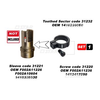TOOTHED SECTOR WITH SCREW